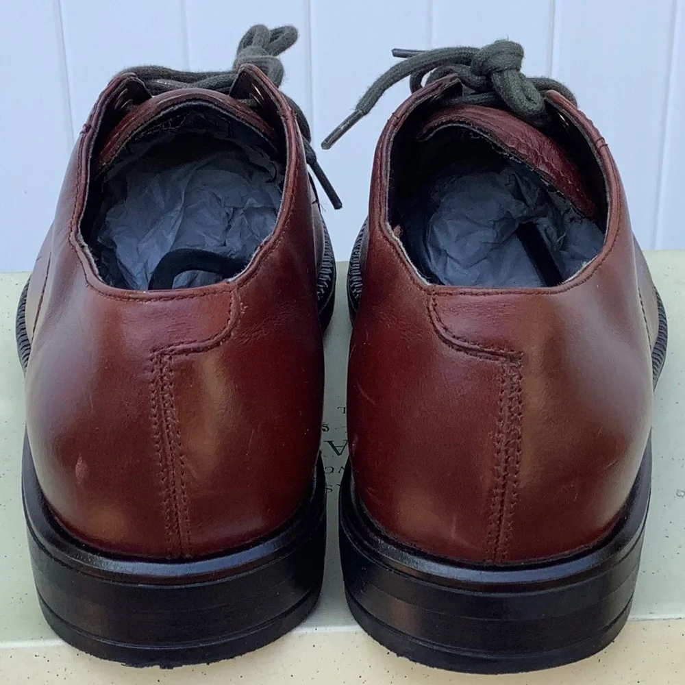 Used Mens 7.5 Nunn Bush 83767 51 Leather Derby Burgundy Oxford Lace Dress Shoes